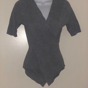 Women’s Grey Wrap Sweater Top size L